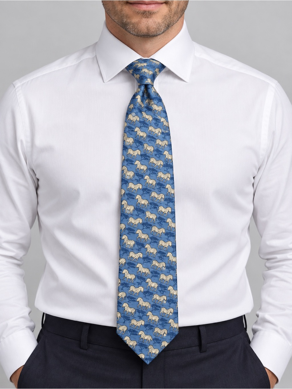 Rare HERMES Investec Zebra Silk Tie